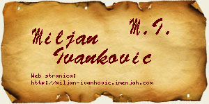 Miljan Ivanković vizit kartica